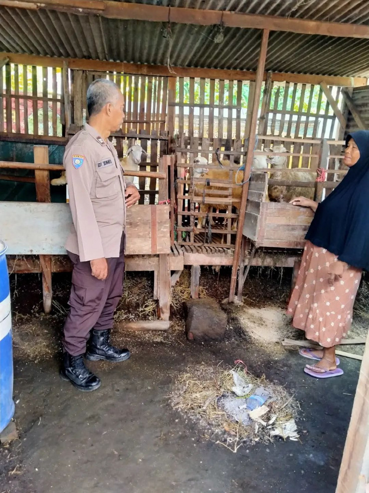 Dukung Ketahanan Pangan Polresta Sidoarjo, Bhabinkamtibmas Kunjungi Peternakan Warga di Desa Kemantren